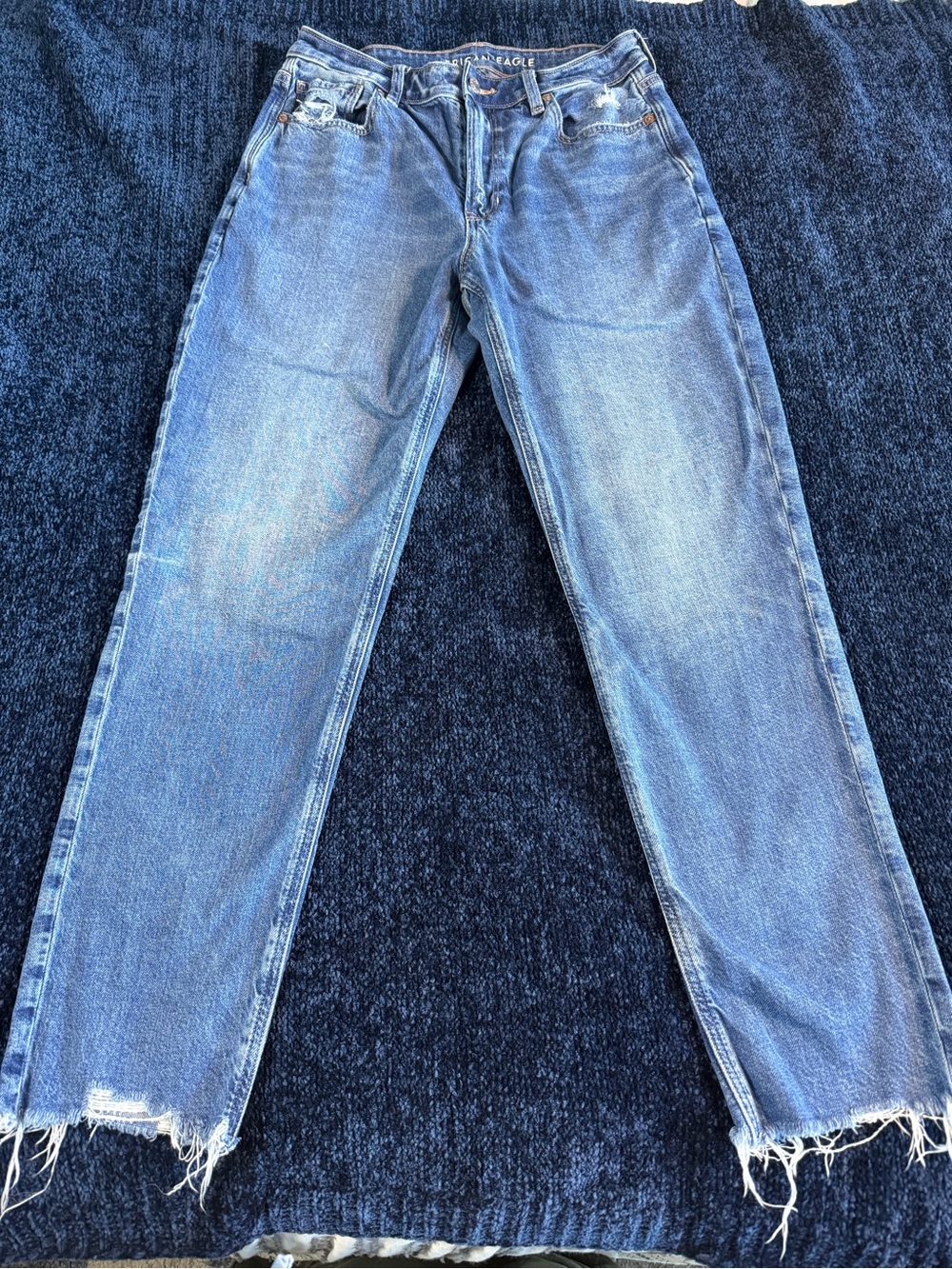 American Eagle Strigid High Rise Straight Leg Distressed Jeans Size 8